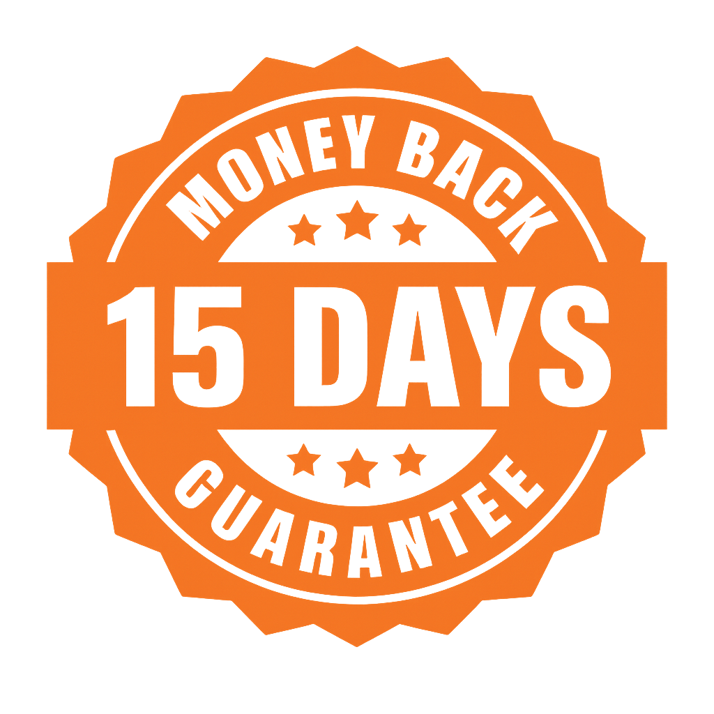 15-day money-back guarantee badge